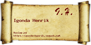 Igonda Henrik névjegykártya